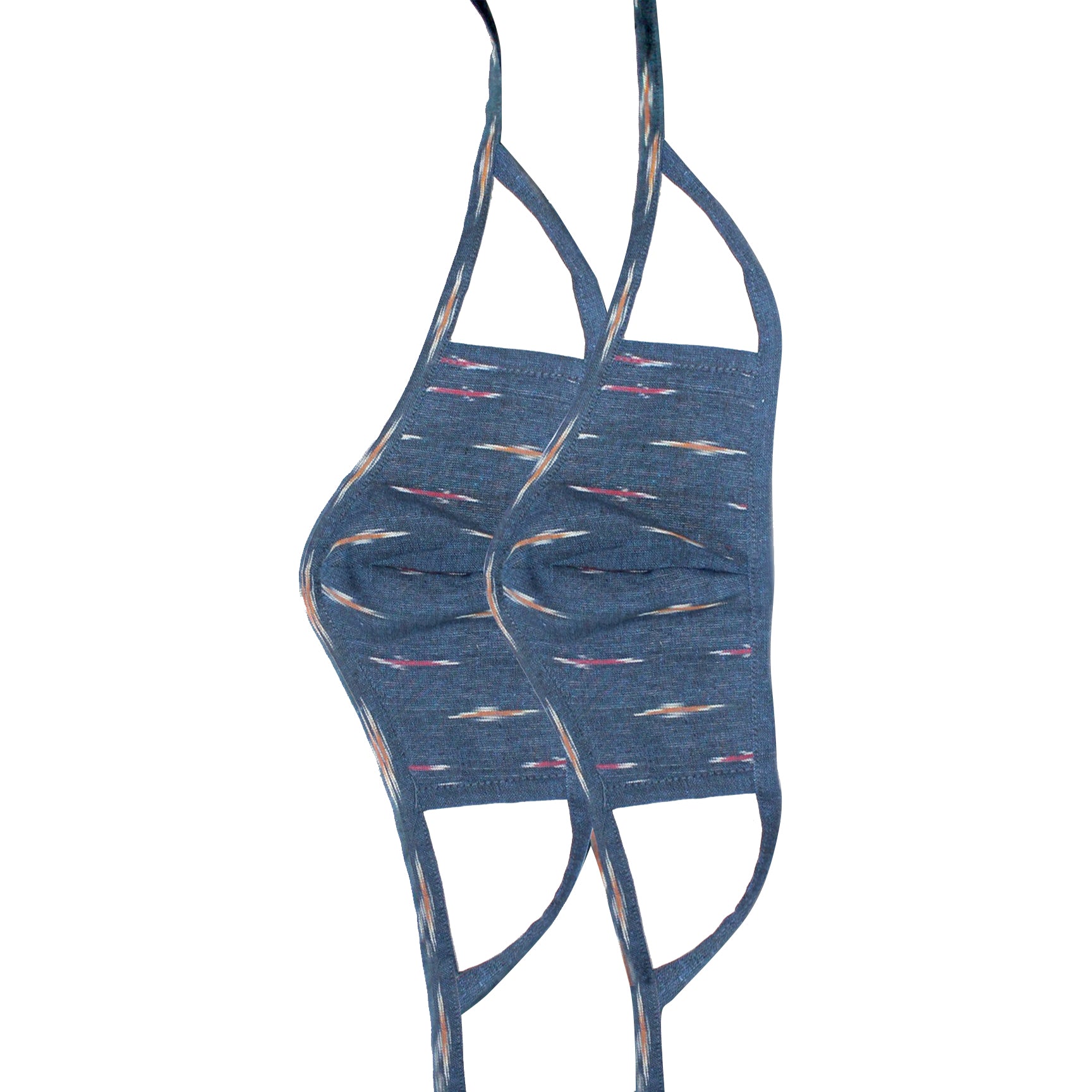 Set of 2 Ikat Face Masks - Blue