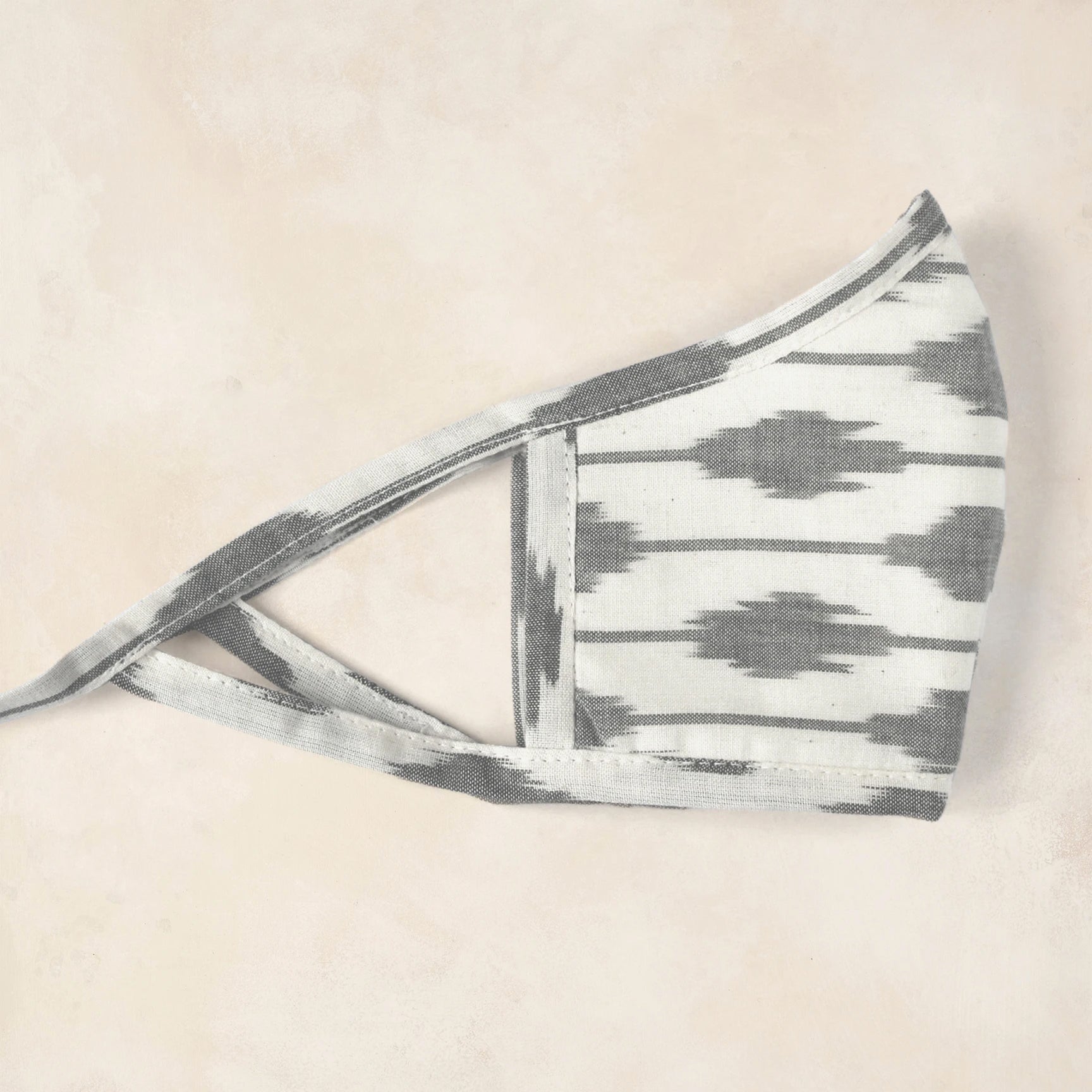 Set of 2 Ikat Face Masks - Cream & Grey