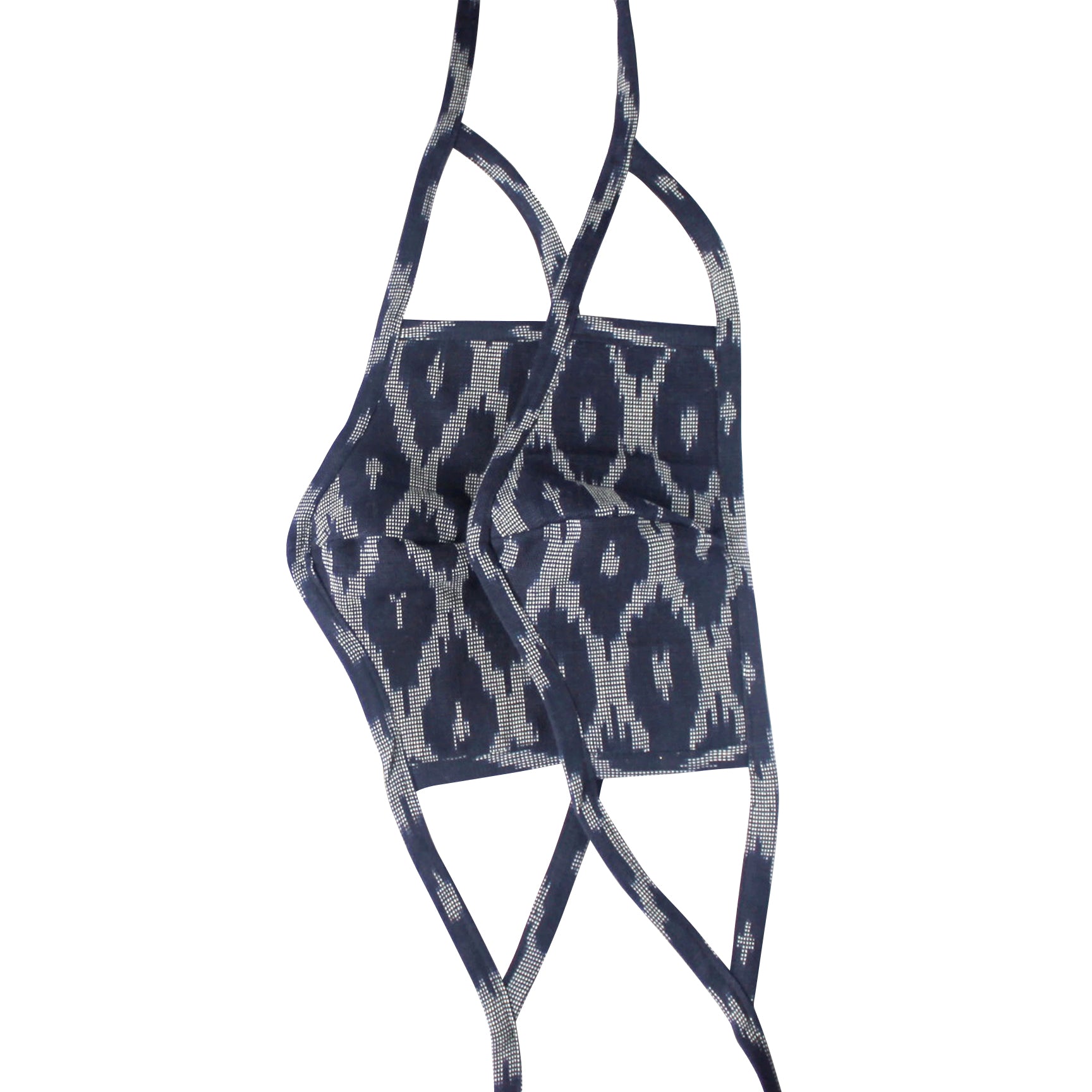 Set of 2 Ikat Face Masks - Navy Blue
