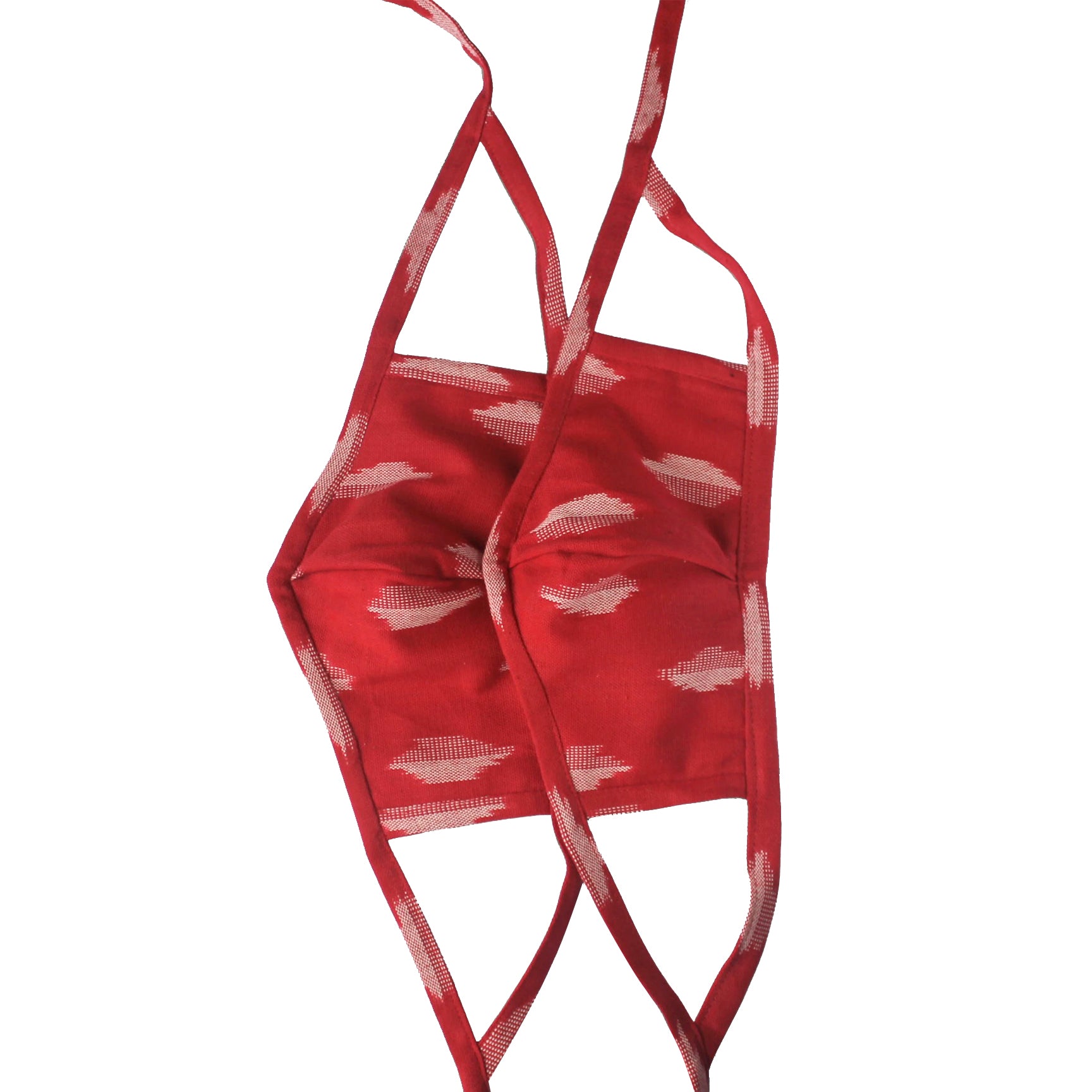 Set of 2 Ikat Face Masks - Crimson Red