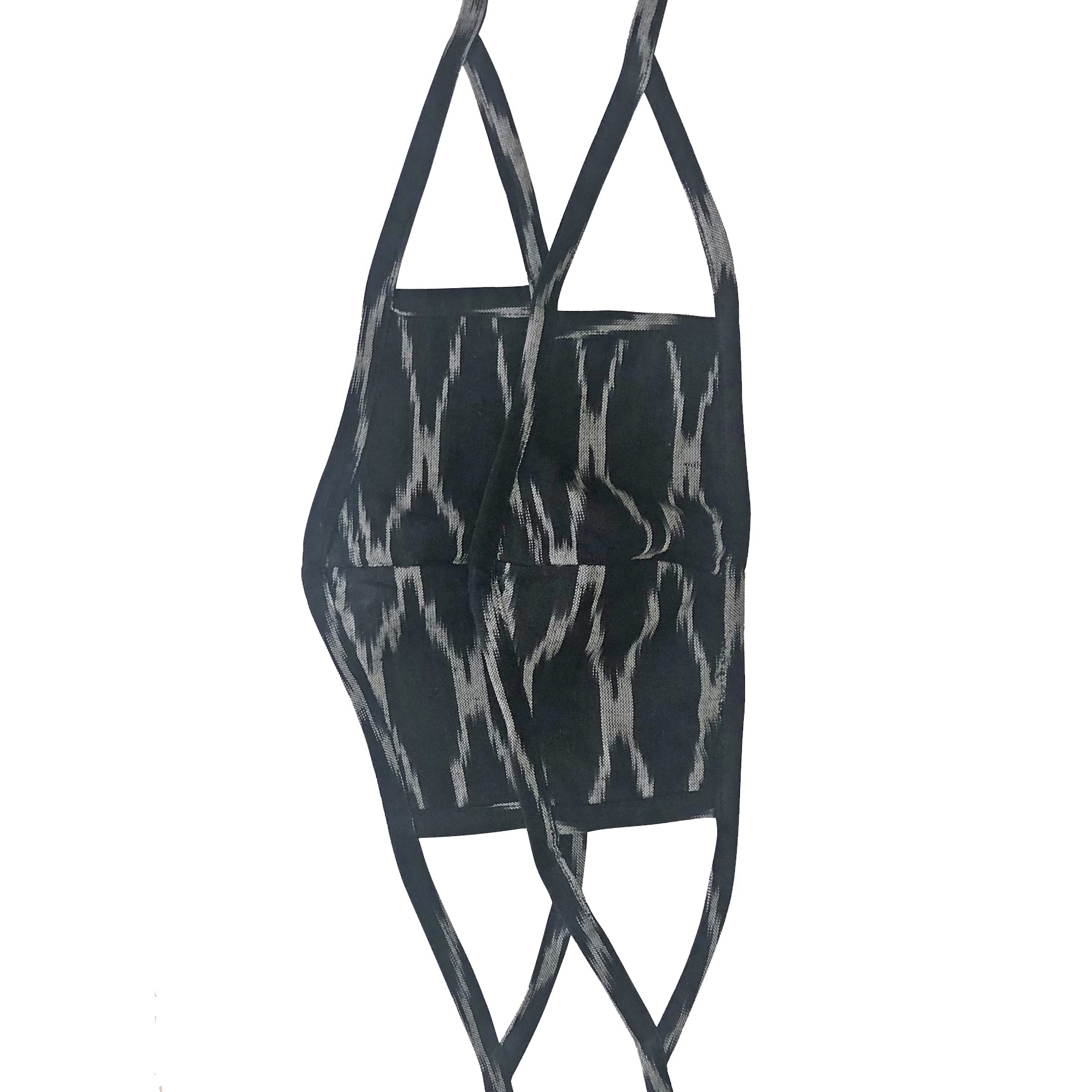 Set of 2 Ikat Face Masks - Black & Silver