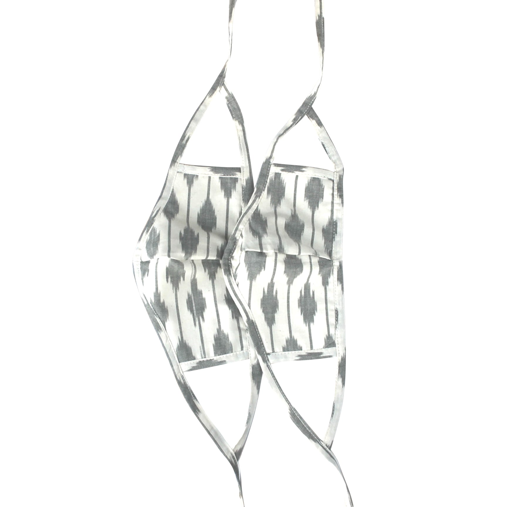 Set of 2 Ikat Face Masks - Cream & Grey