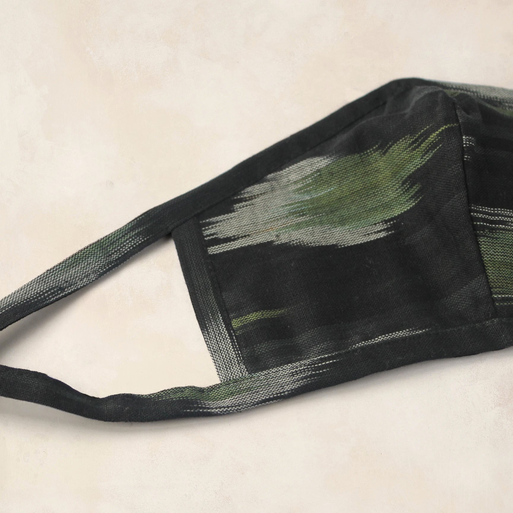 Set of 2 Ikat Face Masks - Cactus Green & Black