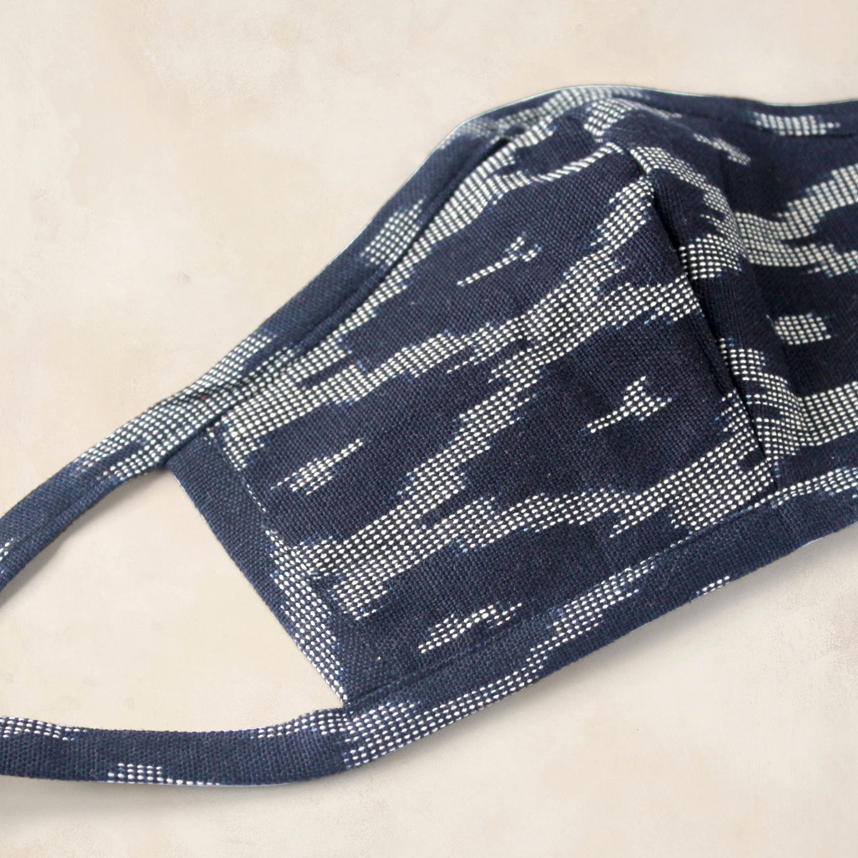 Set of 2 Ikat Face Masks - Navy Blue