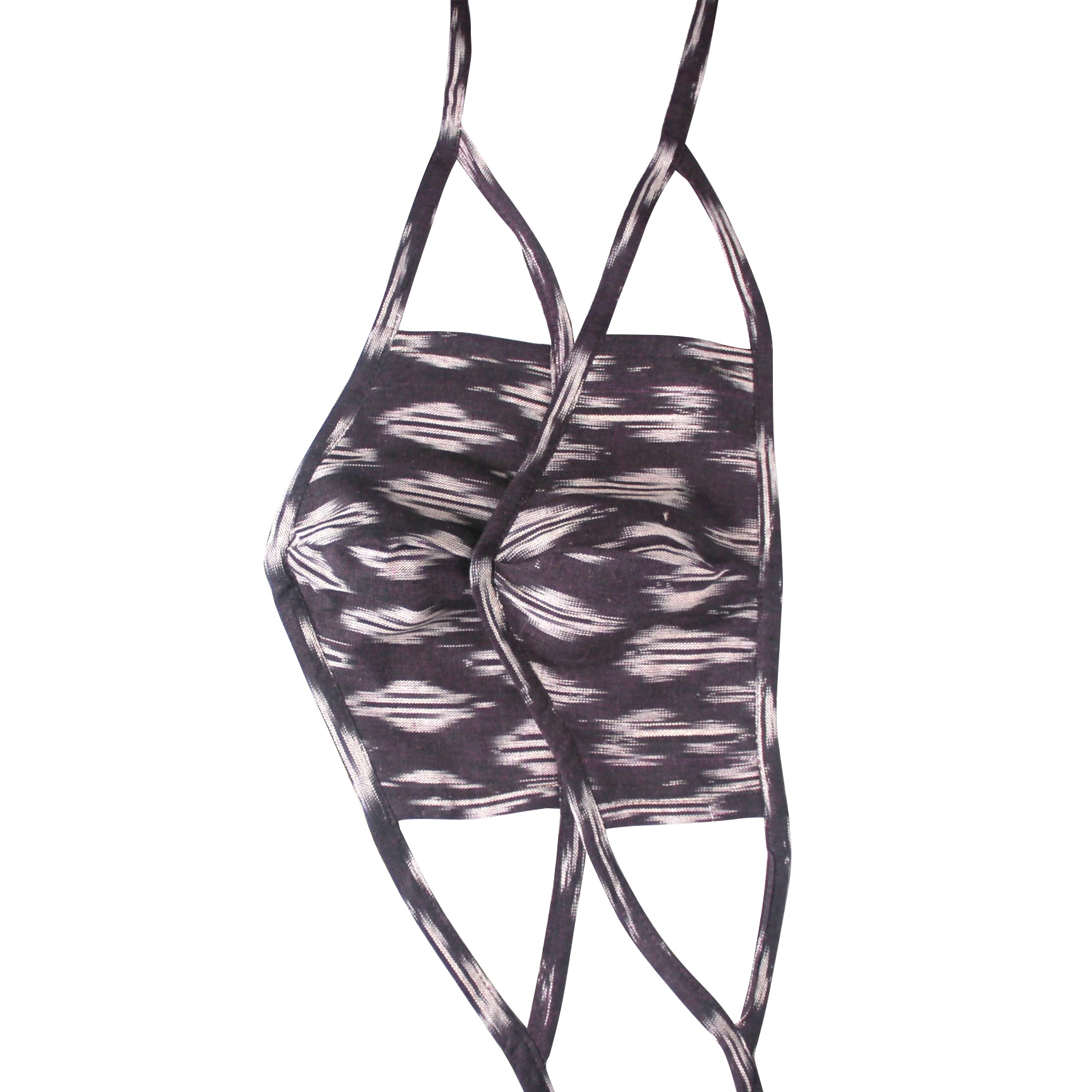 Set of 2 Ikat Face Masks - Plum