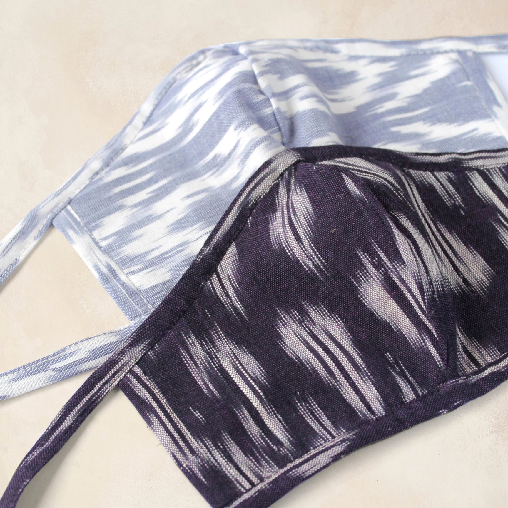 Set of 2 Ikat Face Masks - Lavender and Plum